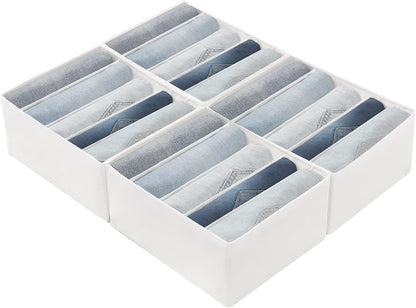 Pants Jeans Organizer for Closet, 4 Pack Drawer Organizers for Clothing, 5 Grids Wardrobe Clothes Storage for Deep Drawer, T-Shirts, Legging, Short