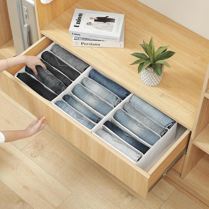 Pants Jeans Organizer for Closet, 4 Pack Drawer Organizers for Clothing, 5 Grids Wardrobe Clothes Storage for Deep Drawer, T-Shirts, Legging, Short