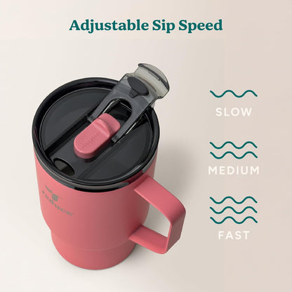 24 oz Hot1 Vacuum Insulated Mug for Hot Tea, Coffee and Other Hot Drinks - With Flo-Motion Lid and Handle, Single-Serve and Cupholder Friendly, Keeps Drinks Hot for up to 8 Hrs, Java