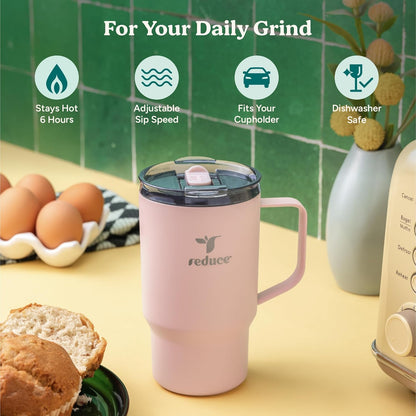 24 oz Hot1 Vacuum Insulated Mug for Hot Tea, Coffee and Other Hot Drinks - With Flo-Motion Lid and Handle, Single-Serve and Cupholder Friendly, Keeps Drinks Hot for up to 8 Hrs, Java