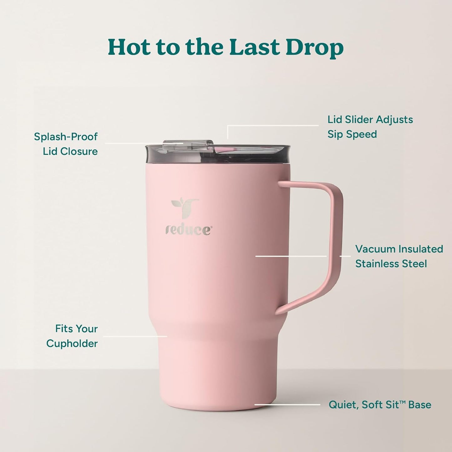 24 oz Hot1 Vacuum Insulated Mug for Hot Tea, Coffee and Other Hot Drinks - With Flo-Motion Lid and Handle, Single-Serve and Cupholder Friendly, Keeps Drinks Hot for up to 8 Hrs, Java