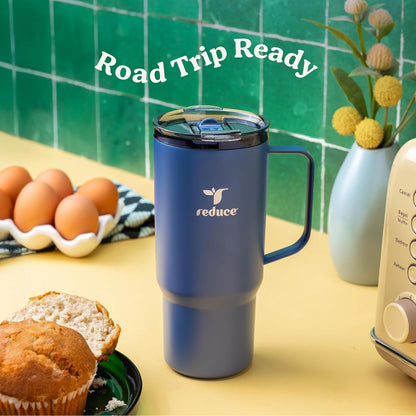 24 oz Hot1 Vacuum Insulated Mug for Hot Tea, Coffee and Other Hot Drinks - With Flo-Motion Lid and Handle, Single-Serve and Cupholder Friendly, Keeps Drinks Hot for up to 8 Hrs, Java
