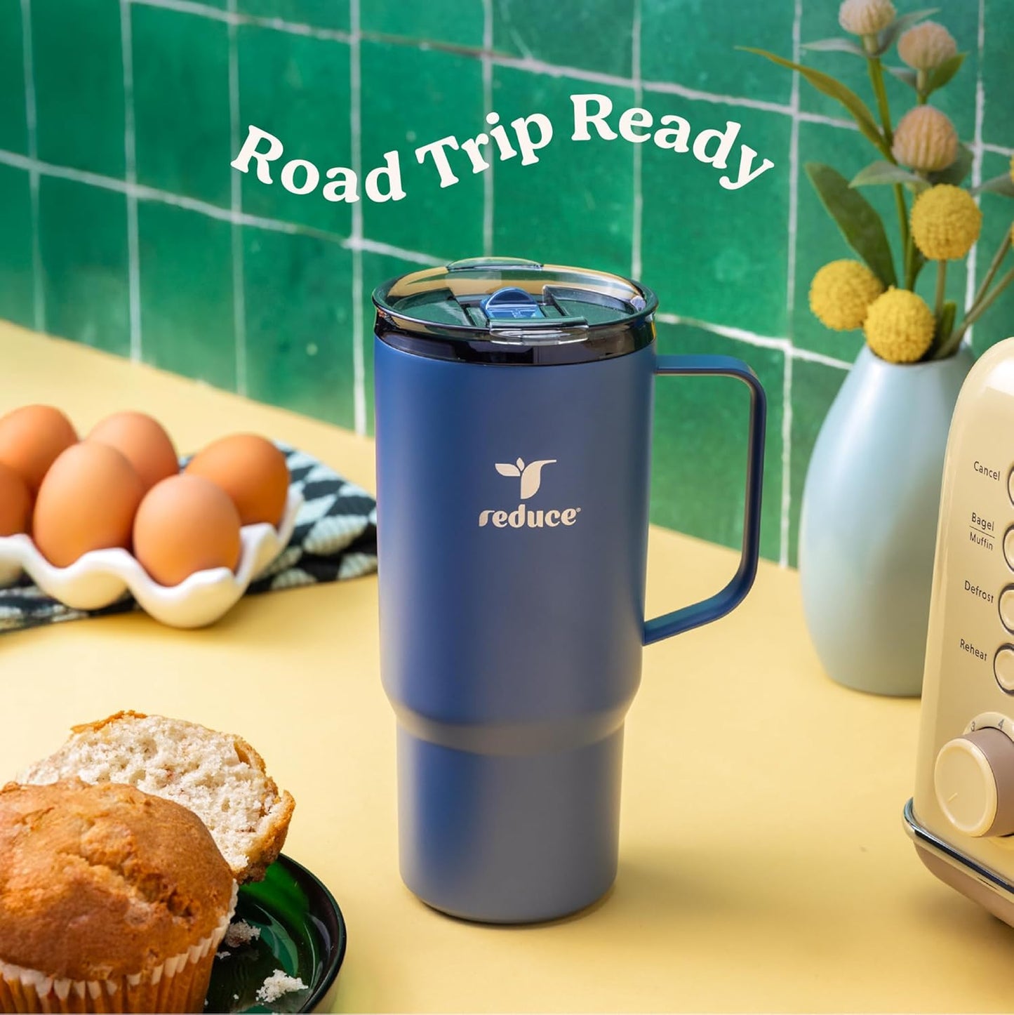 24 oz Hot1 Vacuum Insulated Mug for Hot Tea, Coffee and Other Hot Drinks - With Flo-Motion Lid and Handle, Single-Serve and Cupholder Friendly, Keeps Drinks Hot for up to 8 Hrs, Java