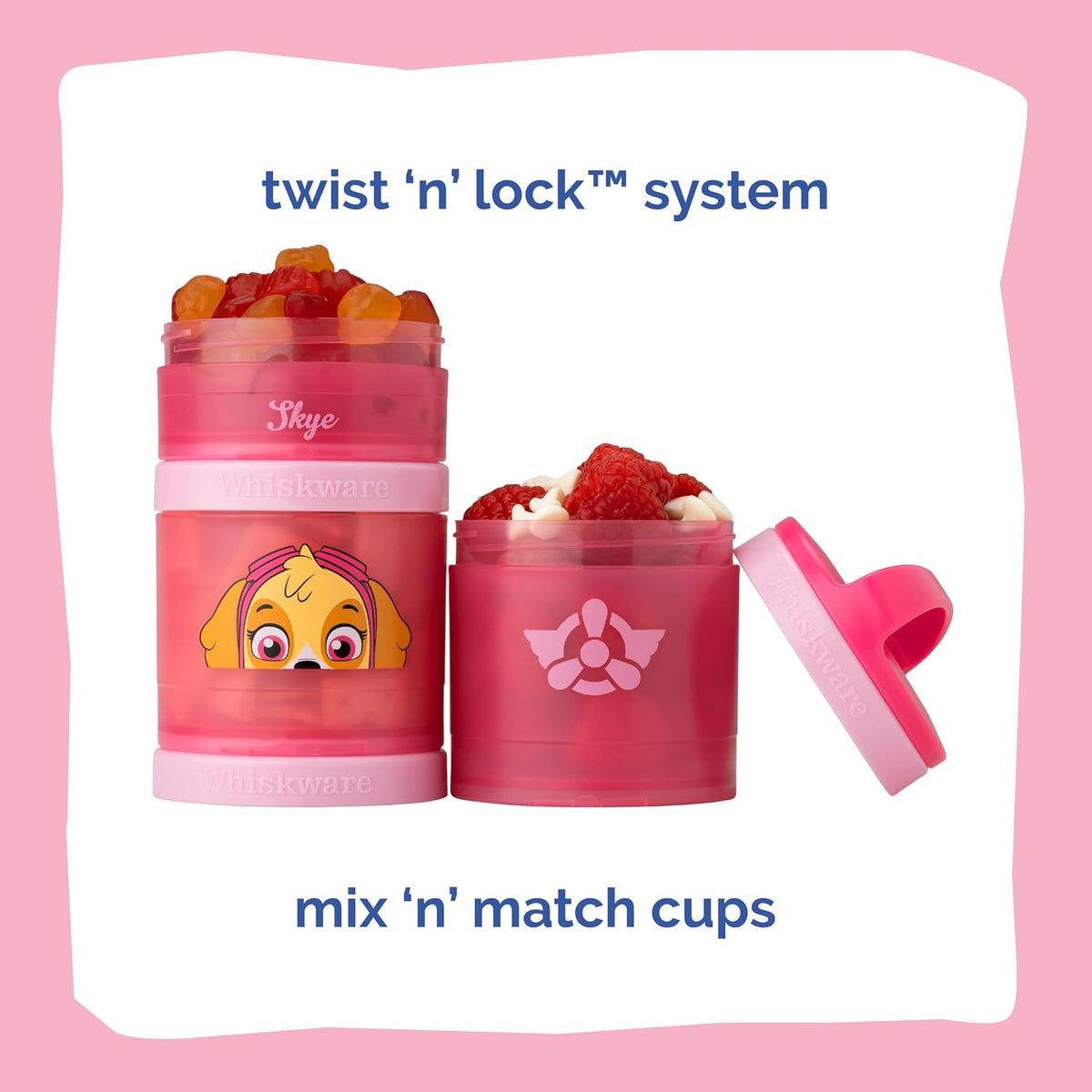Paw Patrol Stackable Snack Containers for Babies, Kids. and Toddlers, 3 Stackable Snack Cups for School and Travel, Backpack and Cupholder Friendly, Skye