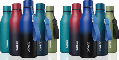 18oz Insulated Water Bottle, Stainless Steel Bottle with Carry Strap | Keep Cold & Hot Vacuum Insulation, Leak-Proof BPA-Free Design, Slim Bottle Fits Most Cup Holders for Gym, Office & Travel - Colors B