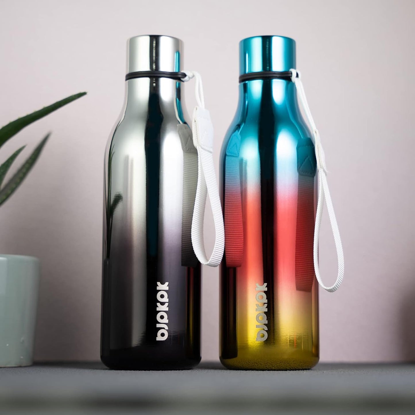 18oz Insulated Water Bottle, Stainless Steel Bottle with Carry Strap | Keep Cold & Hot Vacuum Insulation, Leak-Proof BPA-Free Design, Slim Bottle Fits Most Cup Holders for Gym, Office & Travel - Colors B