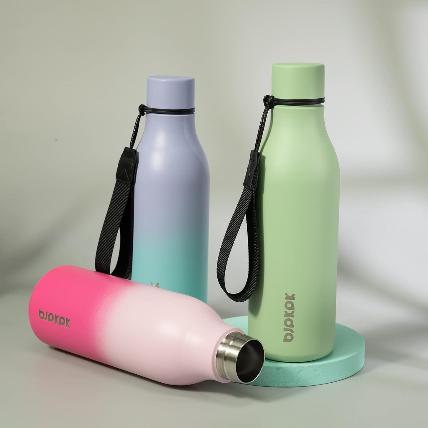 18oz Insulated Water Bottle, Stainless Steel Bottle with Carry Strap | Keep Cold & Hot Vacuum Insulation, Leak-Proof BPA-Free Design, Slim Bottle Fits Most Cup Holders for Gym, Office & Travel - Colors B