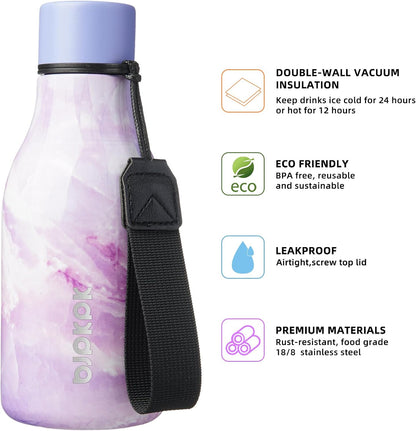 18oz Insulated Water Bottle, Stainless Steel Bottle with Carry Strap | Keep Cold & Hot Vacuum Insulation, Leak-Proof BPA-Free Design, Slim Bottle Fits Most Cup Holders for Gym, Office & Travel - Colors B