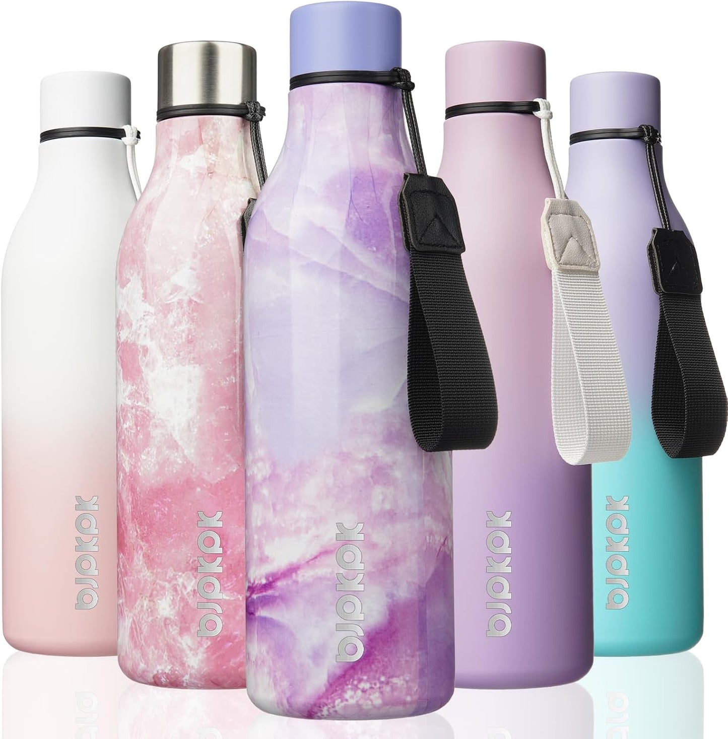 18oz Insulated Water Bottle, Stainless Steel Bottle with Carry Strap | Keep Cold & Hot Vacuum Insulation, Leak-Proof BPA-Free Design, Slim Bottle Fits Most Cup Holders for Gym, Office & Travel - Colors B