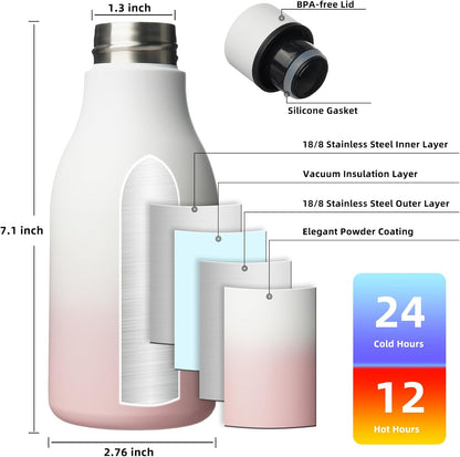 18oz Insulated Water Bottle, Stainless Steel Bottle with Carry Strap | Keep Cold & Hot Vacuum Insulation, Leak-Proof BPA-Free Design, Slim Bottle Fits Most Cup Holders for Gym, Office & Travel - Colors B