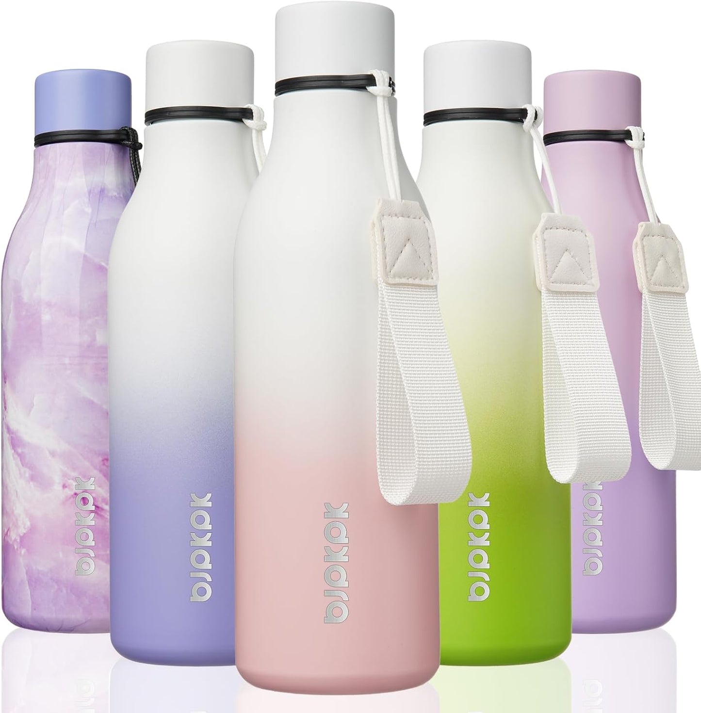 18oz Insulated Water Bottle, Stainless Steel Bottle with Carry Strap | Keep Cold & Hot Vacuum Insulation, Leak-Proof BPA-Free Design, Slim Bottle Fits Most Cup Holders for Gym, Office & Travel - Colors B