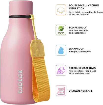 18oz Insulated Water Bottle, Stainless Steel Bottle with Carry Strap | Keep Cold & Hot Vacuum Insulation, Leak-Proof BPA-Free Design, Slim Bottle Fits Most Cup Holders for Gym, Office & Travel - Colors B