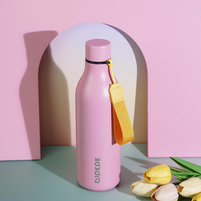 18oz Insulated Water Bottle, Stainless Steel Bottle with Carry Strap | Keep Cold & Hot Vacuum Insulation, Leak-Proof BPA-Free Design, Slim Bottle Fits Most Cup Holders for Gym, Office & Travel - Colors B