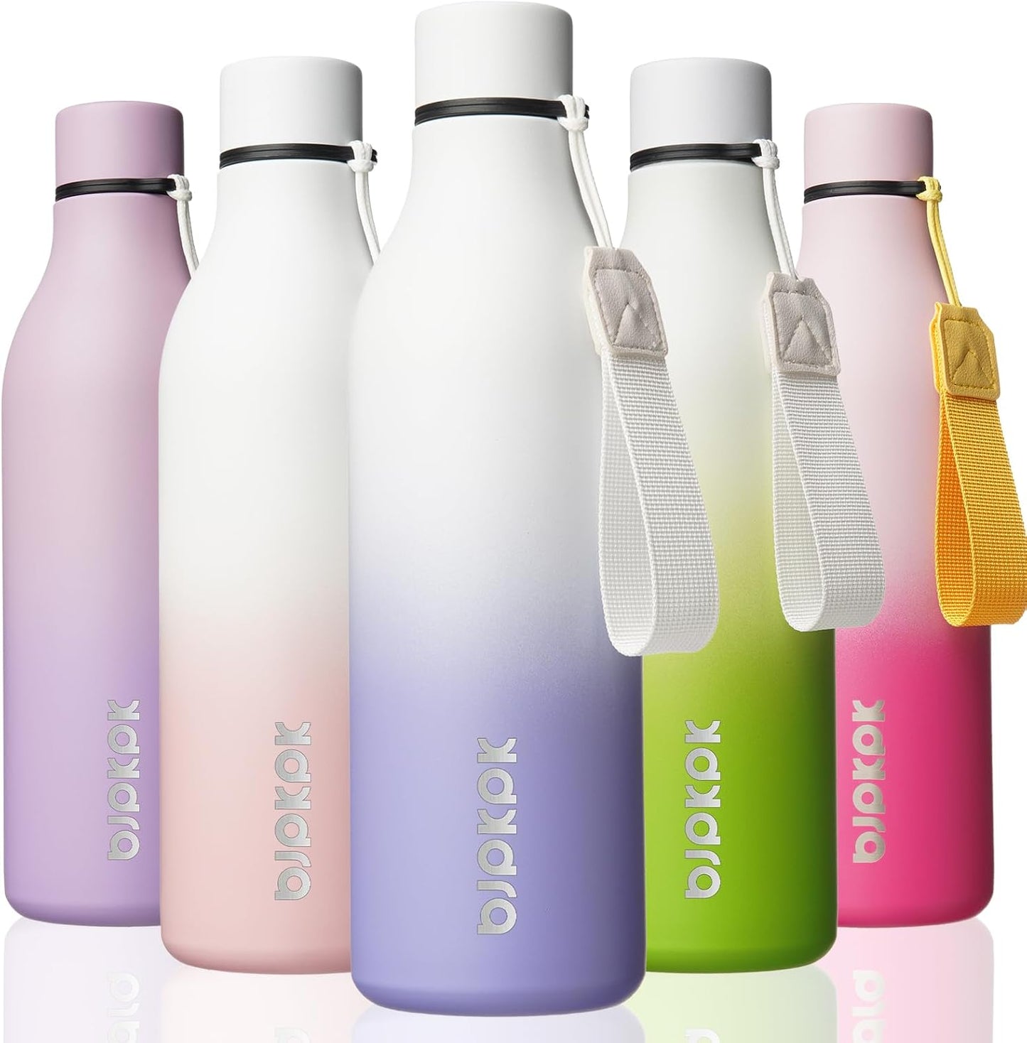 18oz Insulated Water Bottle, Stainless Steel Bottle with Carry Strap | Keep Cold & Hot Vacuum Insulation, Leak-Proof BPA-Free Design, Slim Bottle Fits Most Cup Holders for Gym, Office & Travel - Colors B
