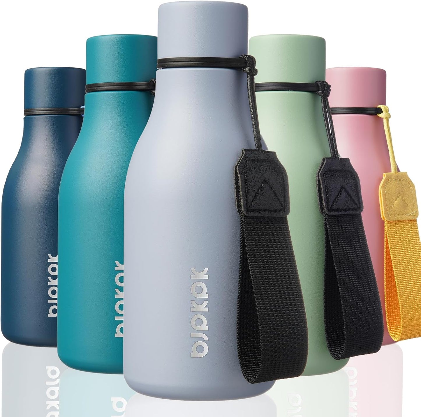18oz Insulated Water Bottle, Stainless Steel Bottle with Carry Strap | Keep Cold & Hot Vacuum Insulation, Leak-Proof BPA-Free Design, Slim Bottle Fits Most Cup Holders for Gym, Office & Travel - Colors B