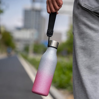 18oz Insulated Water Bottle, Stainless Steel Bottle with Carry Strap | Keep Cold & Hot Vacuum Insulation, Leak-Proof BPA-Free Design, Slim Bottle Fits Most Cup Holders for Gym, Office & Travel - Colors B