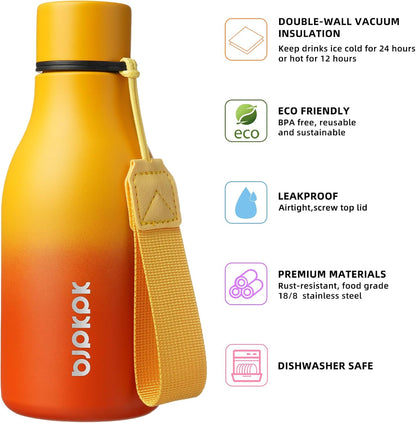 18oz Insulated Water Bottle, Stainless Steel Bottle with Carry Strap | Keep Cold & Hot Vacuum Insulation, Leak-Proof BPA-Free Design, Slim Bottle Fits Most Cup Holders for Gym, Office & Travel - Colors B