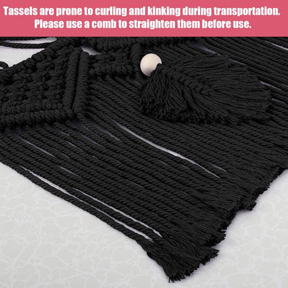 Stuffed Animal Storage Hammock Corner, 56'' Large Macrame Plushie Net,Black