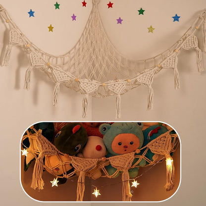 Stuffed Animal Storage Hammock Corner, 56'' Large Macrame Plushie Net,Black