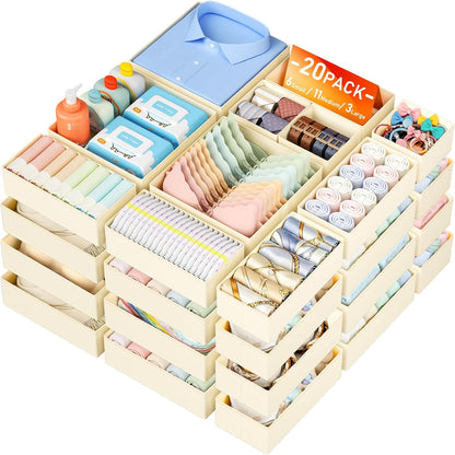 Drawer Organizer Clothes - Closet Drawer Organizer Bins for Baby Clothes Storage, Fabric Dresser Organizer for Nursery Bedroom, Foldable Small Drawer Dividers for Underwear Socks