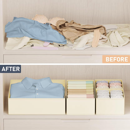Drawer Organizer Clothes - Closet Drawer Organizer Bins for Baby Clothes Storage, Fabric Dresser Organizer for Nursery Bedroom, Foldable Small Drawer Dividers for Underwear Socks