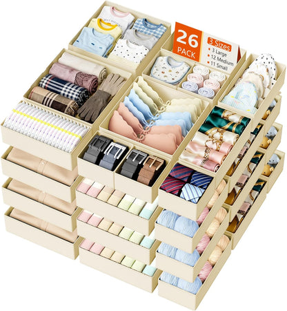 Drawer Organizer Clothes - Closet Drawer Organizer Bins for Baby Clothes Storage, Fabric Dresser Organizer for Nursery Bedroom, Foldable Small Drawer Dividers for Underwear Socks