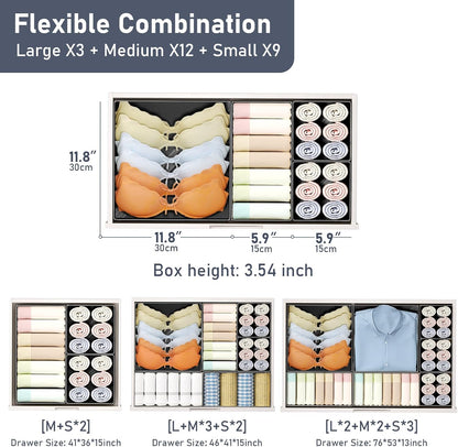 Drawer Organizer Clothes - Closet Drawer Organizer Bins for Baby Clothes Storage, Fabric Dresser Organizer for Nursery Bedroom, Foldable Small Drawer Dividers for Underwear Socks