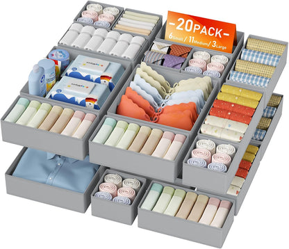 Drawer Organizer Clothes - Closet Drawer Organizer Bins for Baby Clothes Storage, Fabric Dresser Organizer for Nursery Bedroom, Foldable Small Drawer Dividers for Underwear Socks