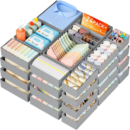 Drawer Organizer Clothes - Closet Drawer Organizer Bins for Baby Clothes Storage, Fabric Dresser Organizer for Nursery Bedroom, Foldable Small Drawer Dividers for Underwear Socks