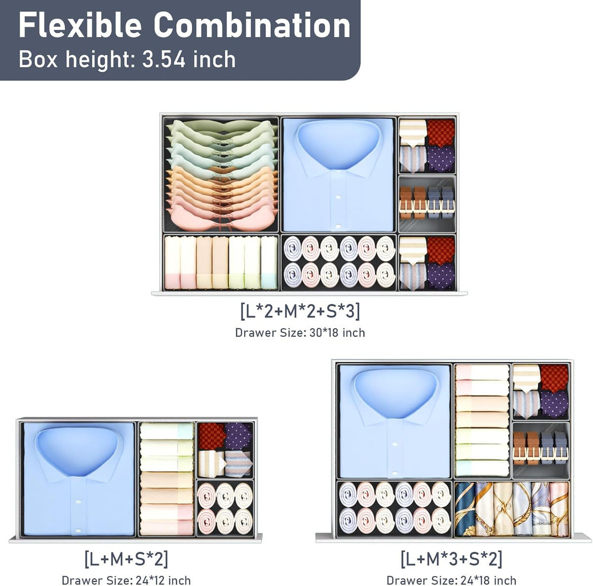 Drawer Organizer Clothes - Closet Drawer Organizer Bins for Baby Clothes Storage, Fabric Dresser Organizer for Nursery Bedroom, Foldable Small Drawer Dividers for Underwear Socks