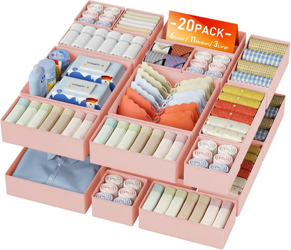 Drawer Organizer Clothes - Closet Drawer Organizer Bins for Baby Clothes Storage, Fabric Dresser Organizer for Nursery Bedroom, Foldable Small Drawer Dividers for Underwear Socks