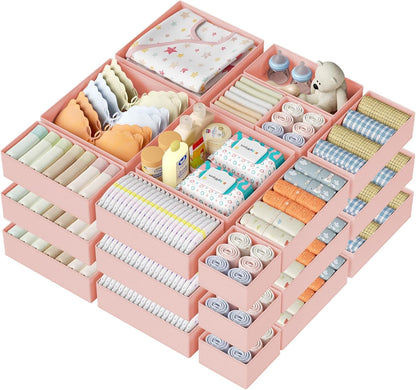 Drawer Organizer Clothes - Closet Drawer Organizer Bins for Baby Clothes Storage, Fabric Dresser Organizer for Nursery Bedroom, Foldable Small Drawer Dividers for Underwear Socks