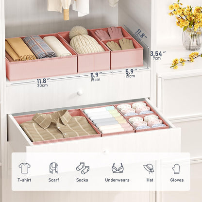 Drawer Organizer Clothes - Closet Drawer Organizer Bins for Baby Clothes Storage, Fabric Dresser Organizer for Nursery Bedroom, Foldable Small Drawer Dividers for Underwear Socks