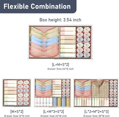 Drawer Organizer Clothes - Closet Drawer Organizer Bins for Baby Clothes Storage, Fabric Dresser Organizer for Nursery Bedroom, Foldable Small Drawer Dividers for Underwear Socks