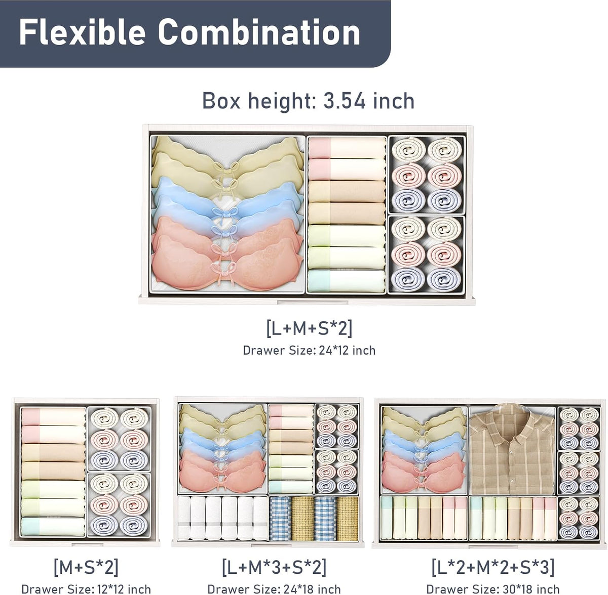 Drawer Organizer Clothes - Closet Drawer Organizer Bins for Baby Clothes Storage, Fabric Dresser Organizer for Nursery Bedroom, Foldable Small Drawer Dividers for Underwear Socks