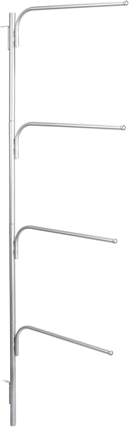 Hinge‑IT Clutterbuster Family Towel Bar with 4 Swiveling Bars for Over‑Door Organizer, Silver