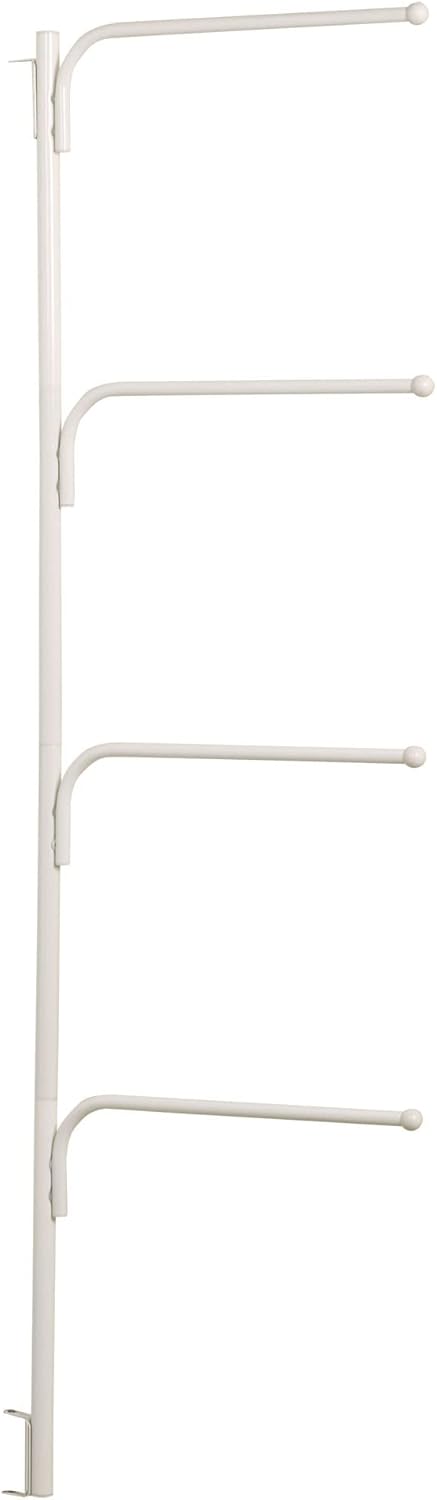 Hinge‑IT Clutterbuster Family Towel Bar with 4 Swiveling Bars for Over‑Door Organizer, Silver