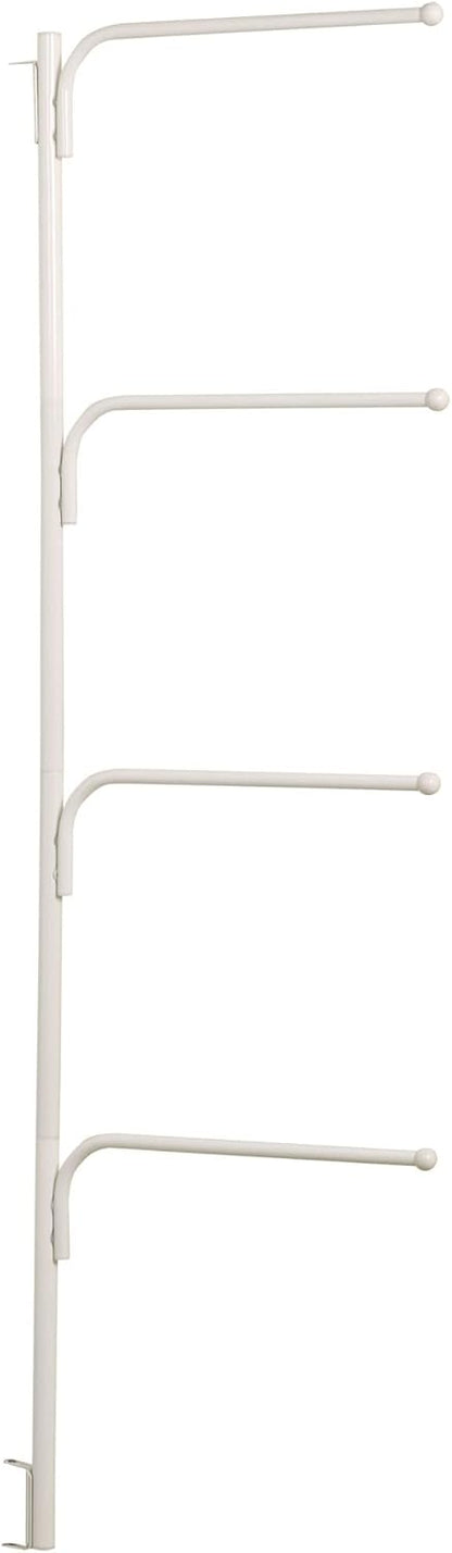 Hinge‑IT Clutterbuster Family Towel Bar with 4 Swiveling Bars for Over‑Door Organizer, Silver