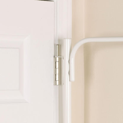 Hinge‑IT Clutterbuster Family Towel Bar with 4 Swiveling Bars for Over‑Door Organizer, Silver