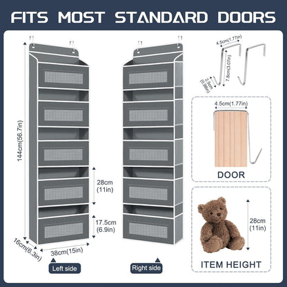 Heavy Duty Nursery Hanging Organizer Over the Door - 5 Large Tiers Storage for Diapers, Wipes & Toys - Reinforced No-Sag Bottom, 10 Clear Windows & Sturdy Hooks - Odorless Baby Room Organization