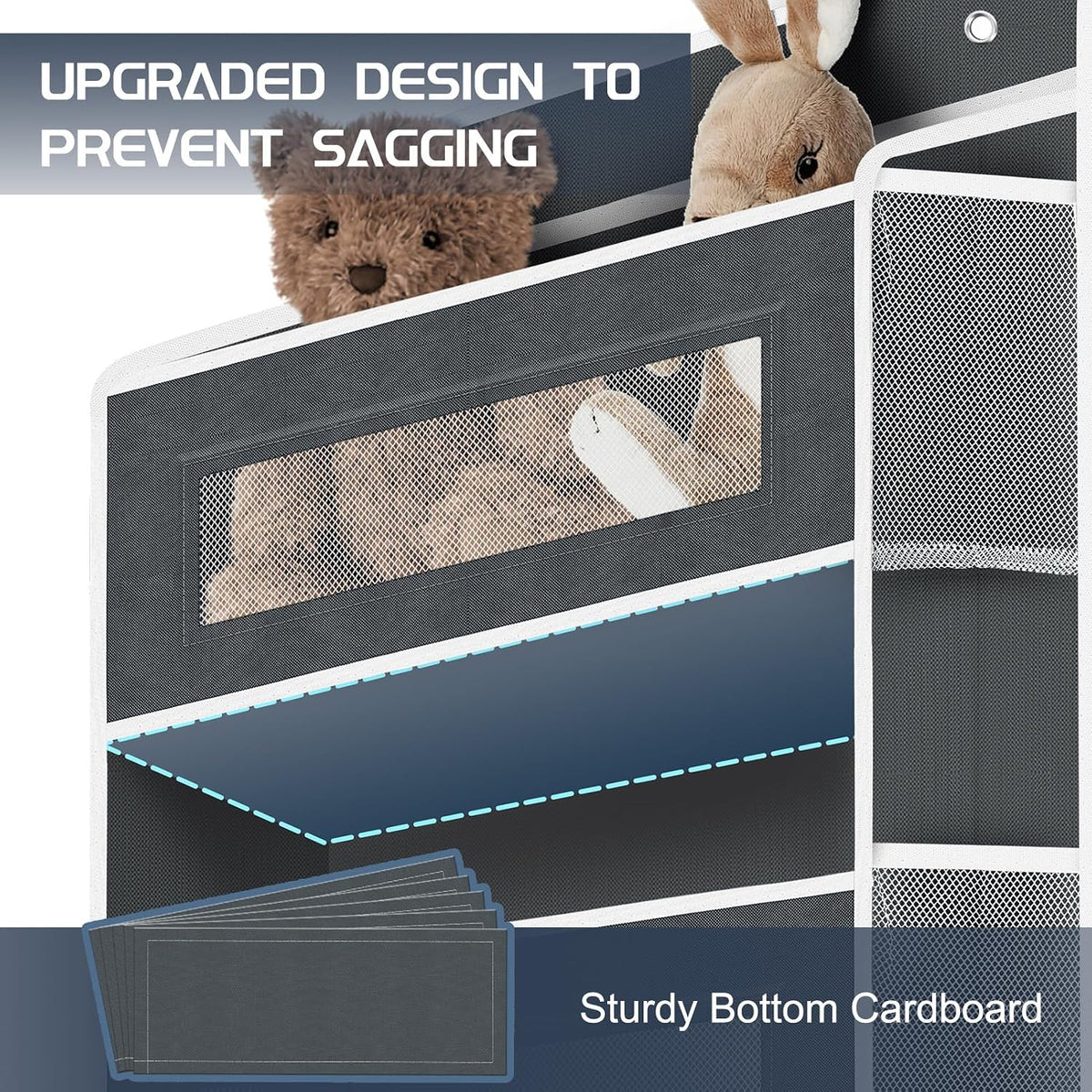 Heavy Duty Nursery Hanging Organizer Over the Door - 5 Large Tiers Storage for Diapers, Wipes & Toys - Reinforced No-Sag Bottom, 10 Clear Windows & Sturdy Hooks - Odorless Baby Room Organization