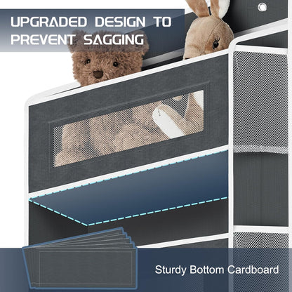 Heavy Duty Nursery Hanging Organizer Over the Door - 5 Large Tiers Storage for Diapers, Wipes & Toys - Reinforced No-Sag Bottom, 10 Clear Windows & Sturdy Hooks - Odorless Baby Room Organization