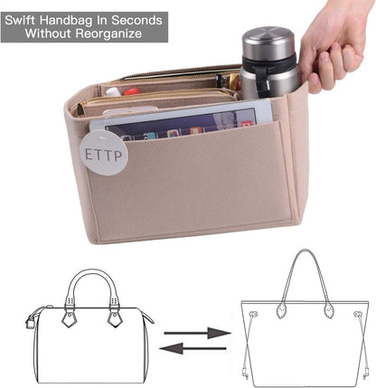Purse Organizer, Felt Bag Organizer Insert Purse Organizer For LV Speedy, Neverfull, Tote, Handbag,Shaper 5 Sizes