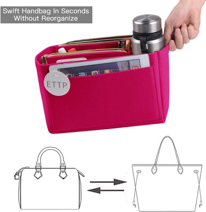 Purse Organizer, Felt Bag Organizer Insert Purse Organizer For LV Speedy, Neverfull, Tote, Handbag,Shaper 5 Sizes