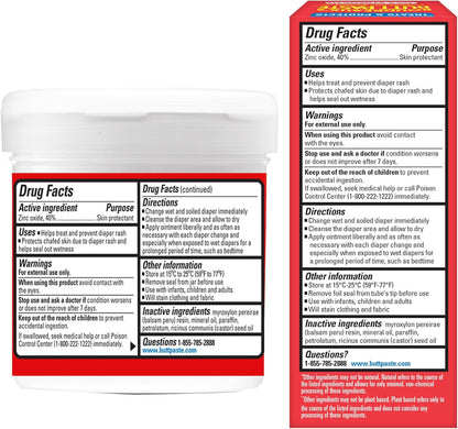 Boudreaux’s Butt Paste Max Strength Diaper Rash Cream for Baby, Ointment With Zinc Oxide, 4 oz Tubes, 3 Pack