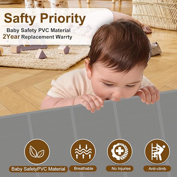Miumoon 120 inch Retractable Baby Gates 34 inch Tall, Retractable Gate with Reinforced Strip Design to Prevent Crawling Through, 10 FT Extra Wide Retractable Dog Gate for Indoor/Outdoor