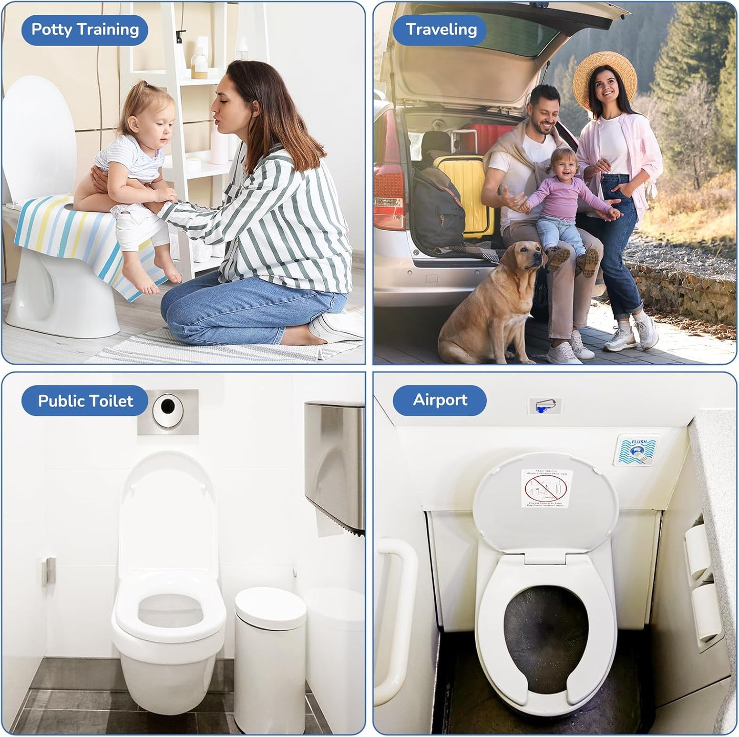 30 Pack Toilet Seat Covers Disposable, Large Waterproof Potty Covers for Toddlers, Kids, and Adults, Individually Wrapped for Travel, Toddler Potty Training for Public Restroom, Airplane, Trip