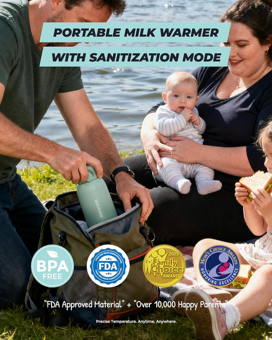 Upgraded Portable Milk Warmer with Self-Clean Function, 110W Fast Heating for Breast Milk & Formula, 16oz Large Capacity Travel Bottle Warmer, USB-C Fast Charge, Ideal for Hiking, Flights & Car Use