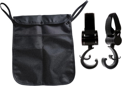 Baby Stroller Organizer,Black,Umbrella stroller organizer,Extra pockets to store snacks/wipes items,Holds water bottles, toddler sweat shirt etc (Black)