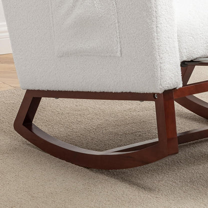 HCHAIRH Rocking Chair Nursery, Nursery Rocking Chairs with Foot Rest, Comfy Fabric Glider Rocker Nursing Chair with High Back for Nursing, Living Room, Bedroom, Beige